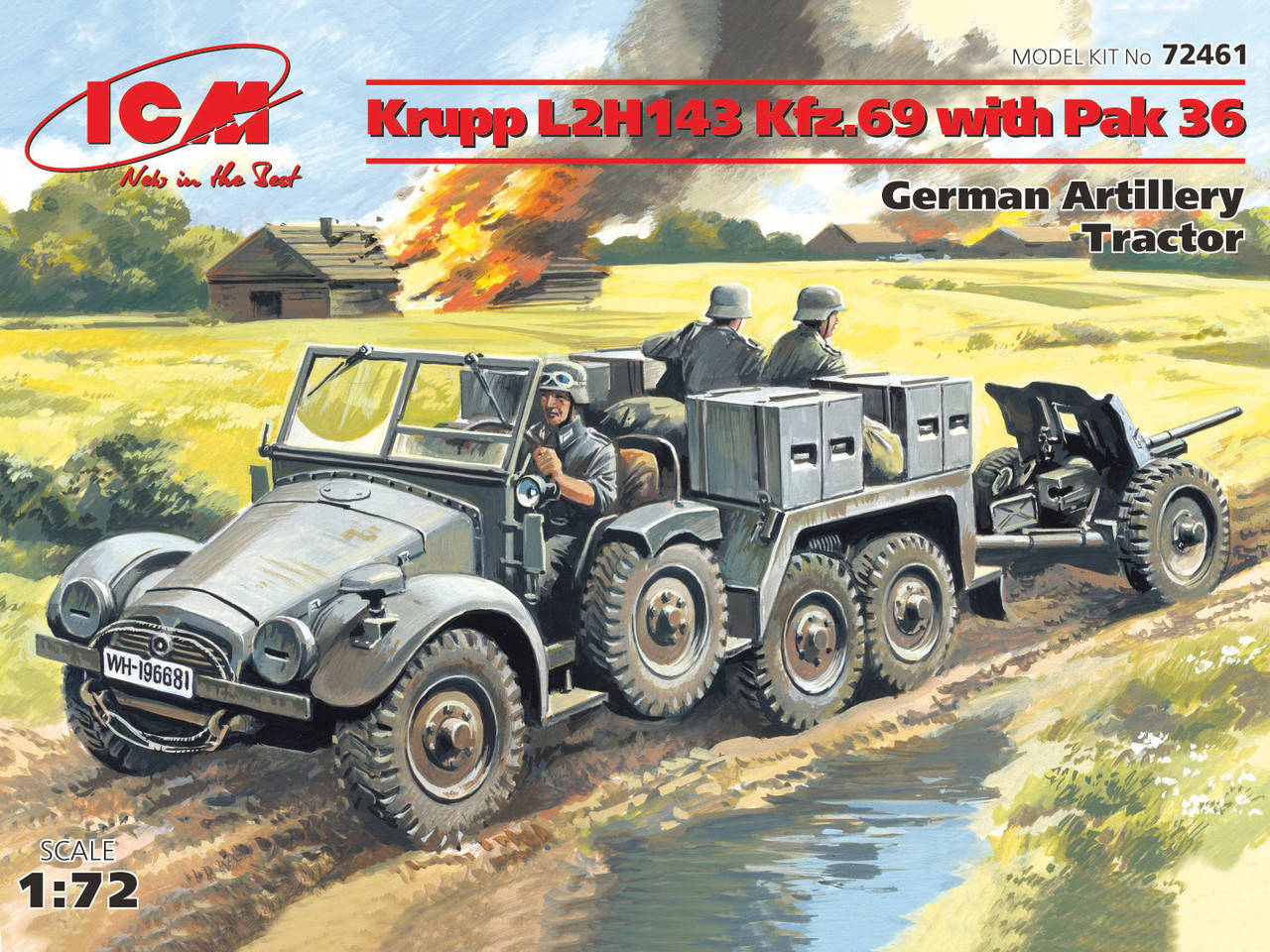 

Немецкий трактор Krupp L2H143 Kfz.69 с пушкой PaK-36. 1/72 ICM 72461