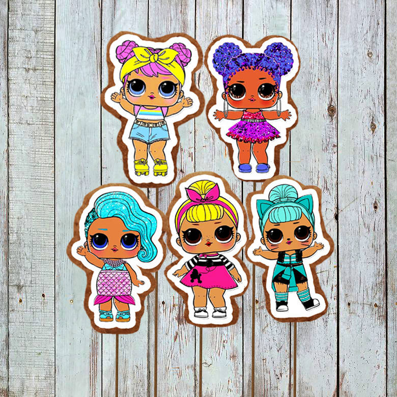 

Набор 3 пряники лол на палочке съедобные фигурки куколки для торта