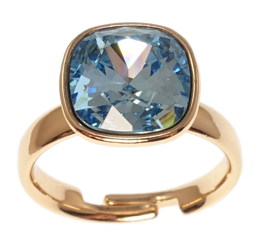 

Кольцо Xuping Позолота 18K с кр-ми Swarovski "Кристалл Aquamarine 12х12мм" р.16-17,17-18