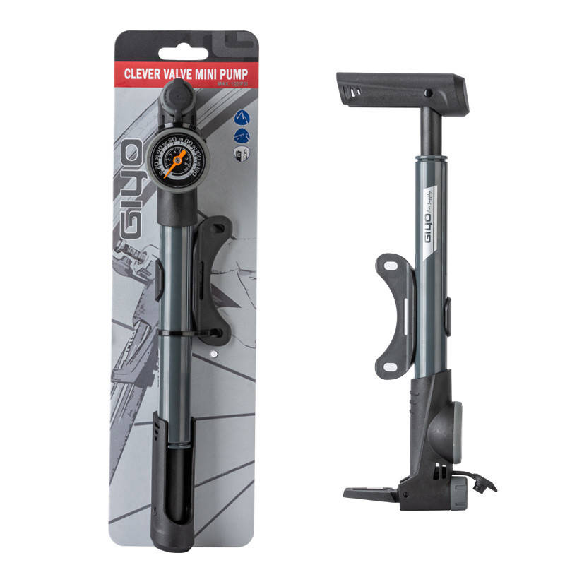 

Компактный насос для велосипеда с манометром GIYO GP-991 120 psi 8 атмосфер головка-автомат велонасос