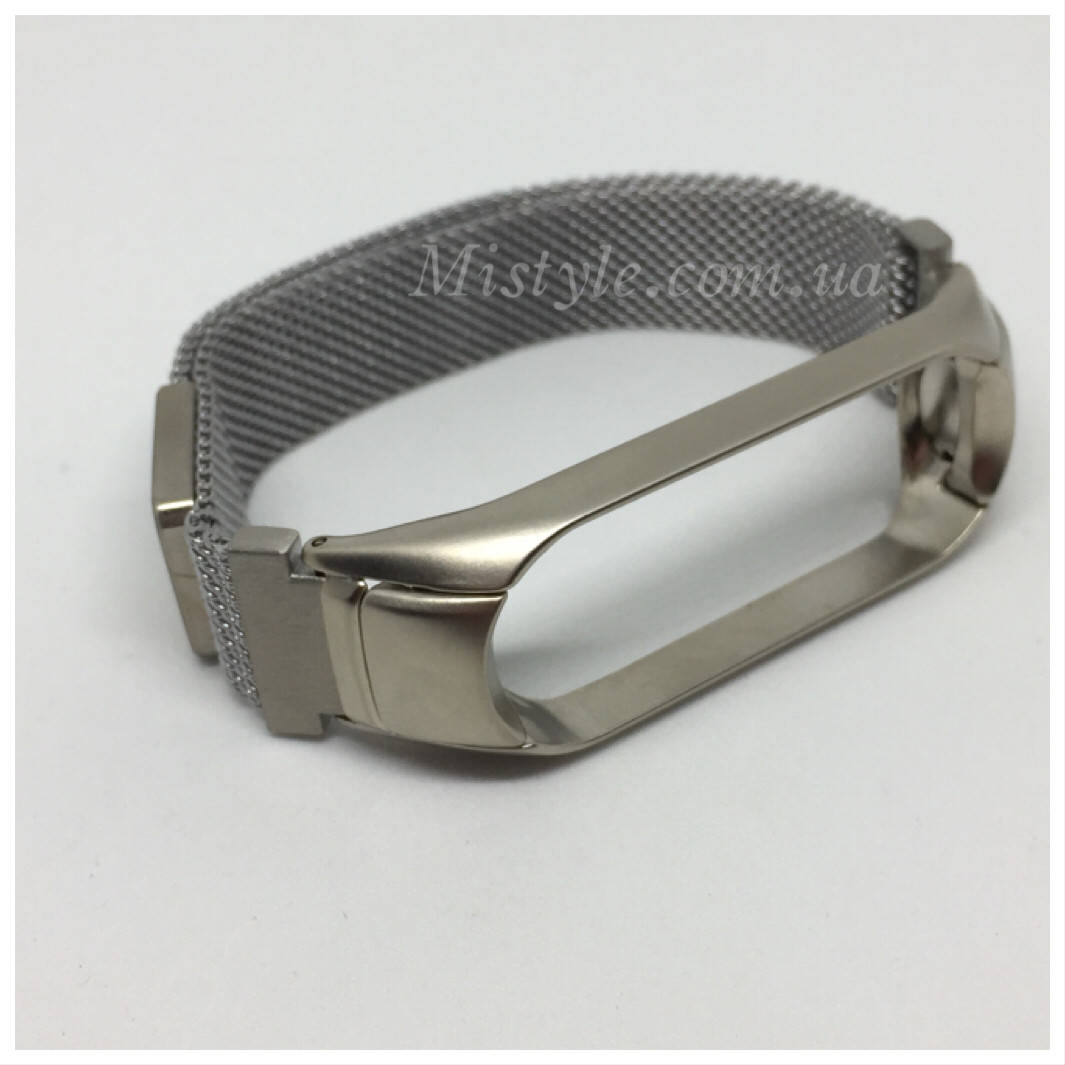

Металлический ремешок xiaomi mi band 3 ми бенд 4 серебро на магните