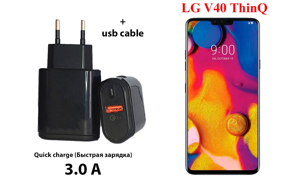

Сетевое зарядное устройство LG V40 ThinQ, Черный