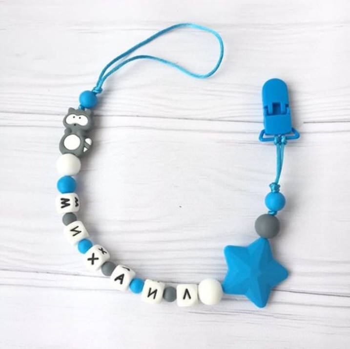 

Именной держатель пустышки, для соски силиконовый