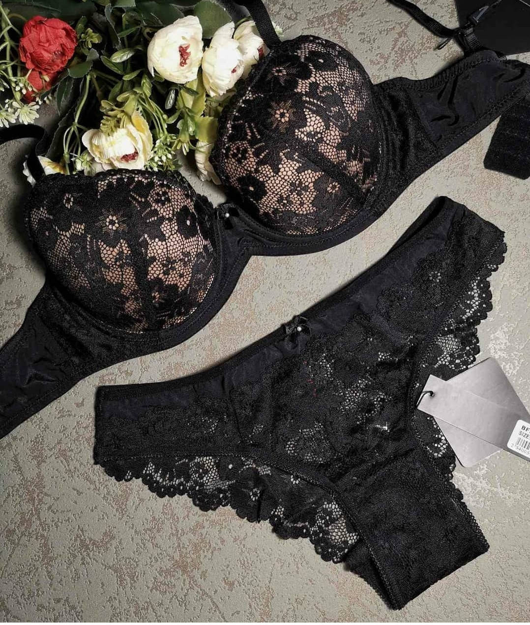 

Комплект женского белья "La VIVAS" Размер В Без Пуш АП Цвет чёрный Ажурная сетка, Черный