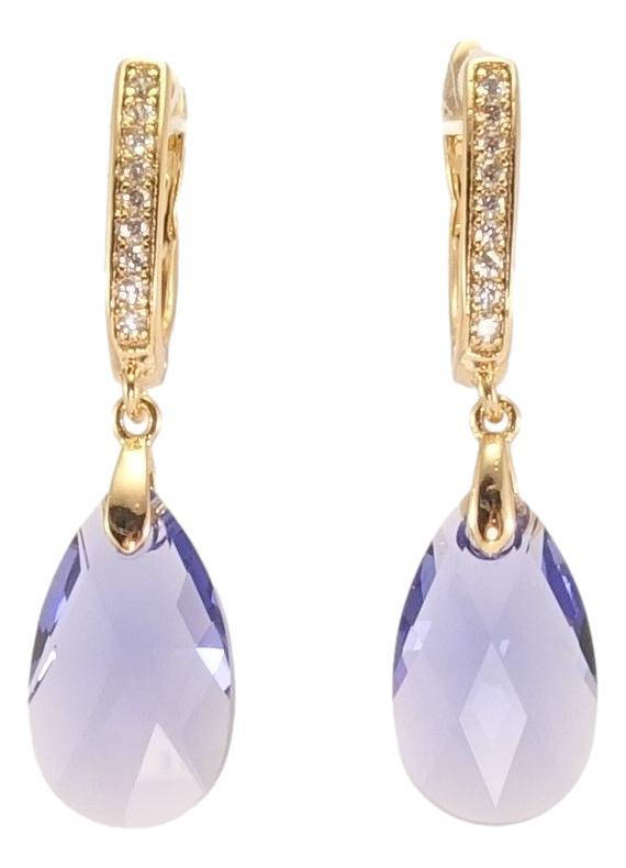 

Серьги Xuping Позолота 18K с кр-ми Swarovski подвески английский замок "Кристалл Tanzanite"
