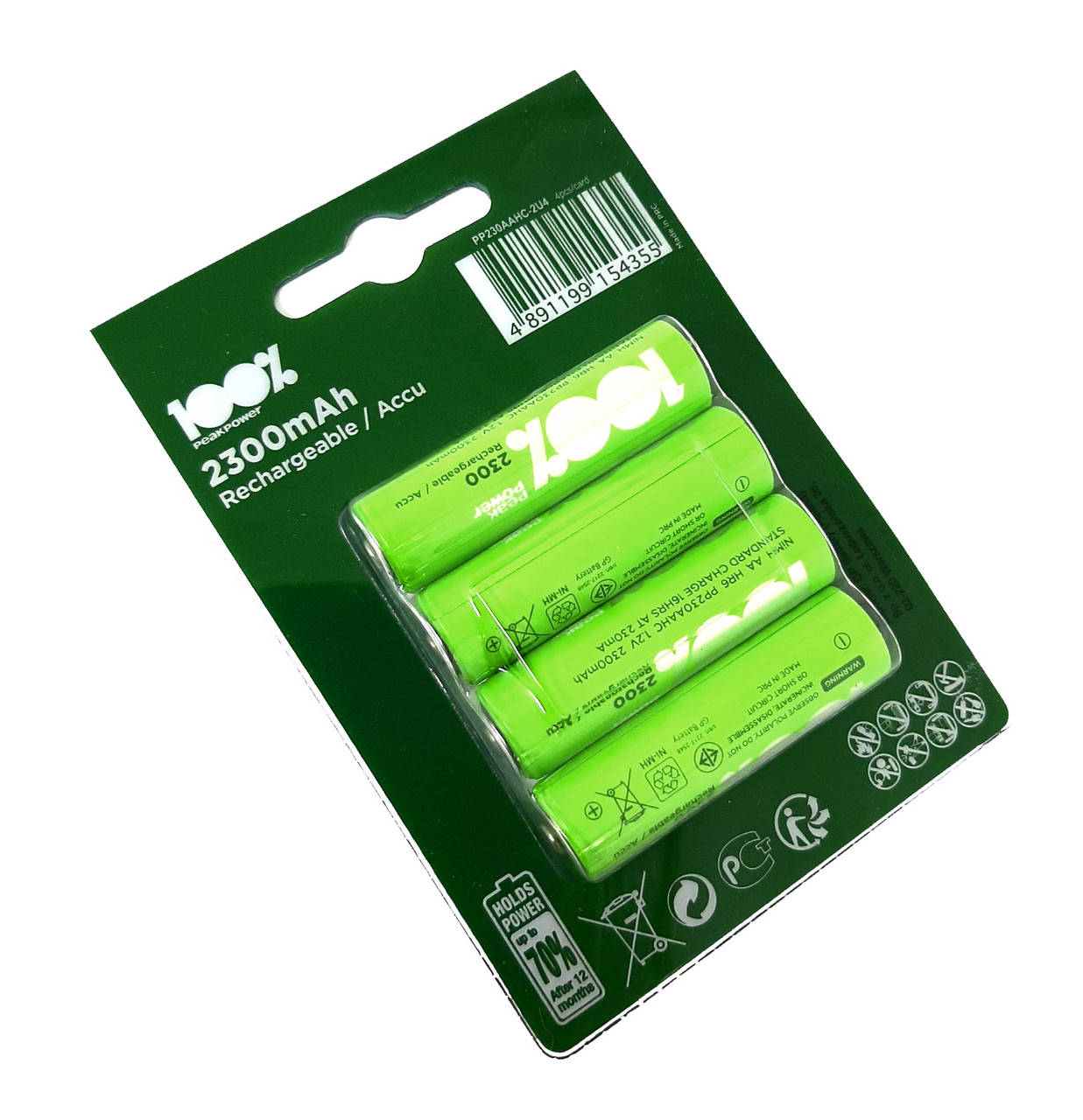 

Аккумулятор PP NIMH 1.2V 230AAHC-UC4 AA,R6 2300mAh, упаковка 4шт, 154355