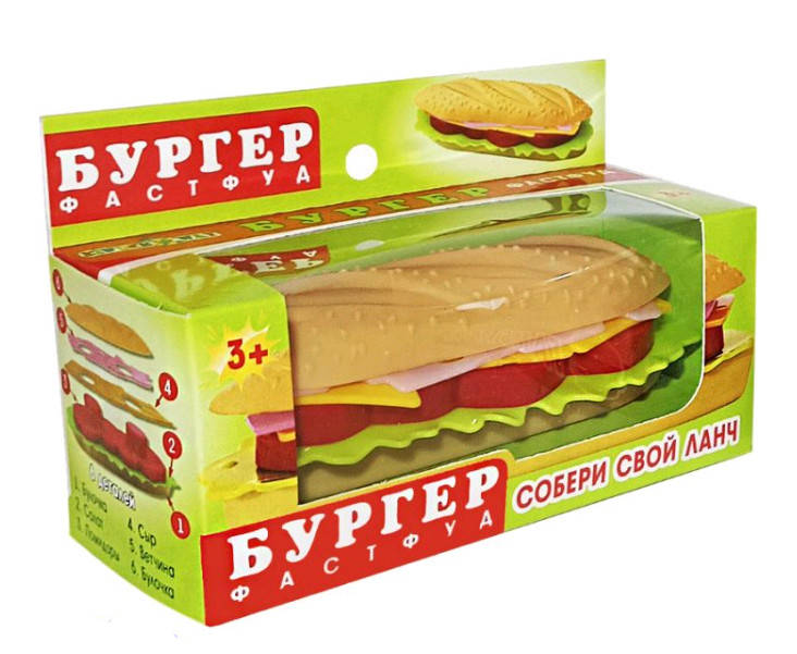 

ФастФуд Бургер, 6 деталей, собери свой ланч, 100-003