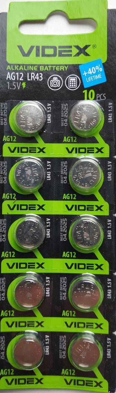 

Батарейка VIDEX AG12 /LR43/G12/LR43/186/GP86A/386/SR43W 10/100шт