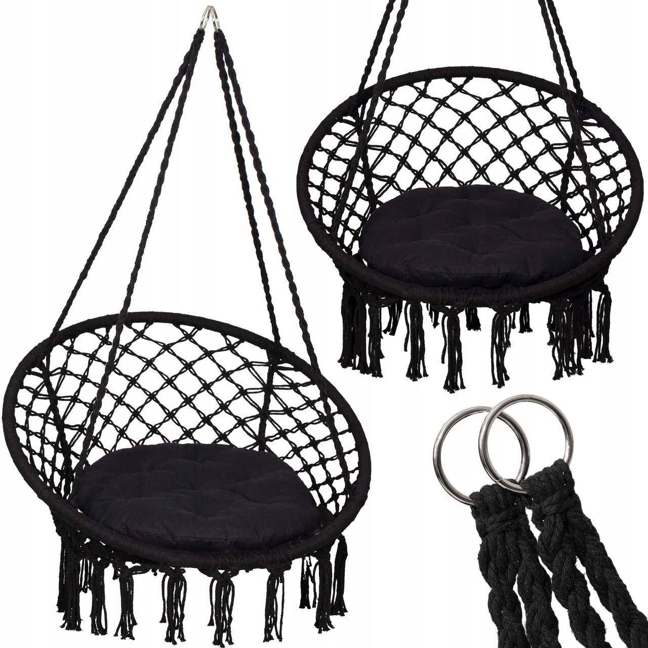 

Подвесное кресло-качели (плетеное) с подушкой Springos SPR0028 Black, Черный
