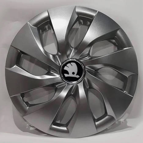 

Колпаки Skoda R16 темная эмблема, серебро - (SJS ke3935) - комплект (4 шт.)