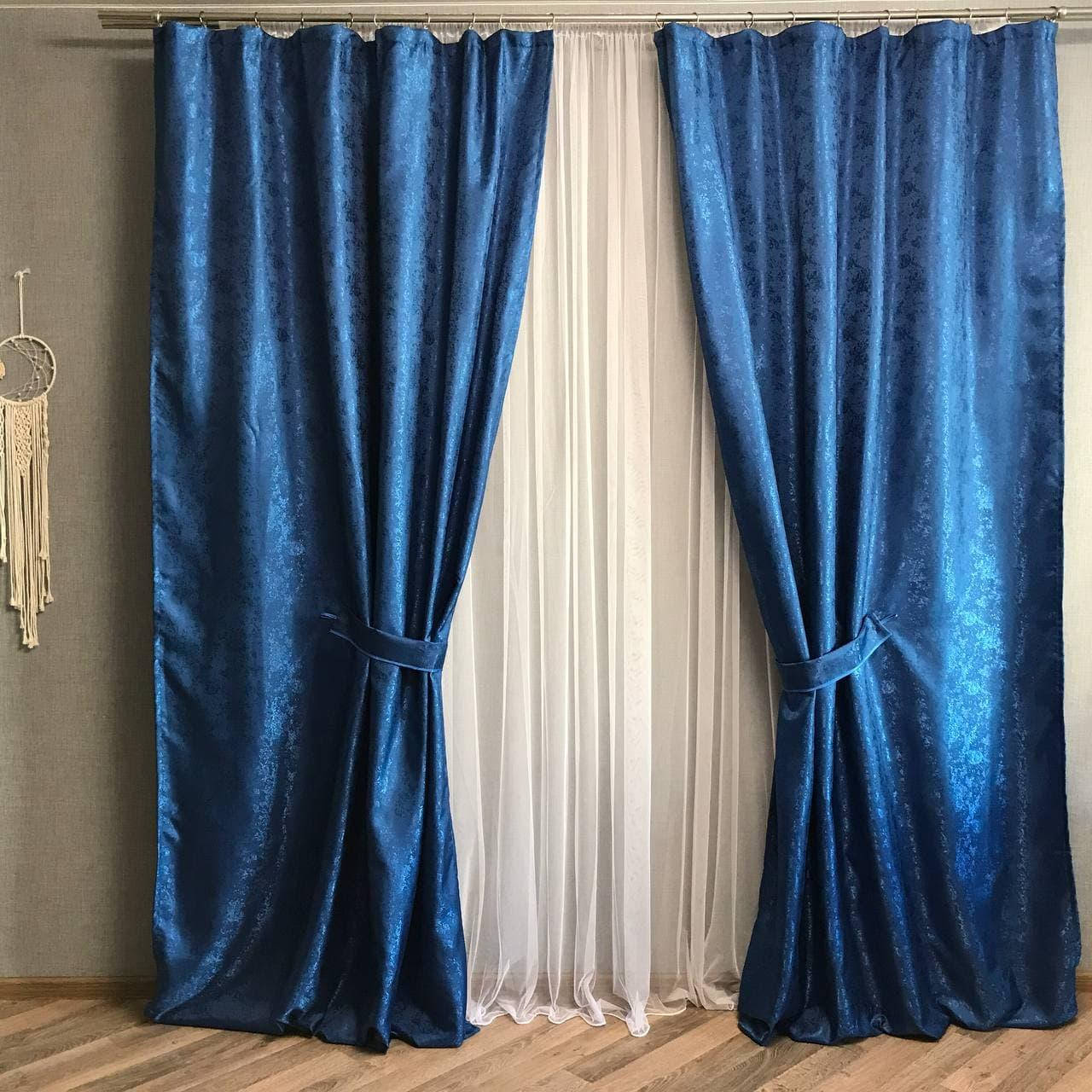 

Комплект однотонных штор 150x270 cm (2 шт) ALBO Синие (SH-C33-16), Синий