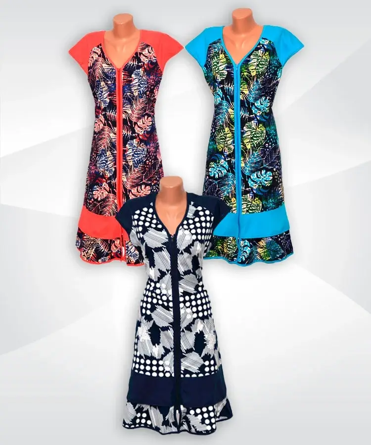 

Халат женский трикотажный 03441 Микс коттон 60, Разные цвета