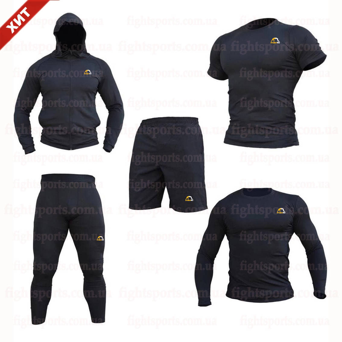 

Компрессионная одежда комплект 5 в 1 MANTO (Манто) для тренировок Черный Пакистан "В СТИЛЕ"