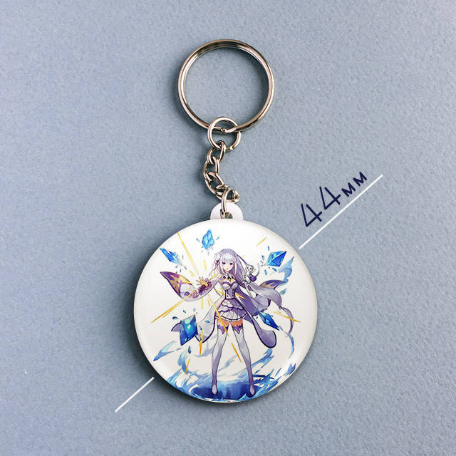 

"Эмилия и Пак (Жизнь с нуля / ReZero)" брелок круглый Ø44 мм, Разные цвета