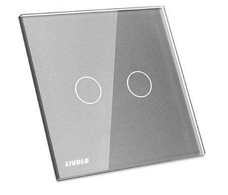 

Стекло накладка для механизмов Livolo (2 канала) Серый