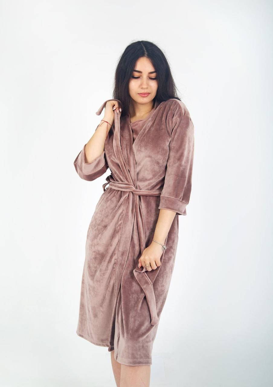 

S-XL Халат велюровый женский, Капучино