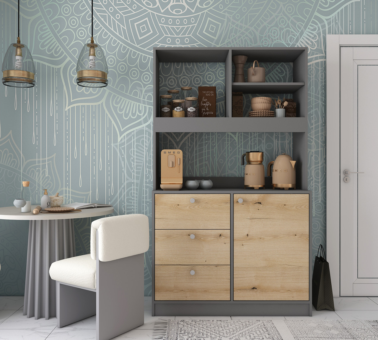 Міні-кухня Doros Лея Графіт/Дуб Евок ДСП 100х43х171 (81359336) 3