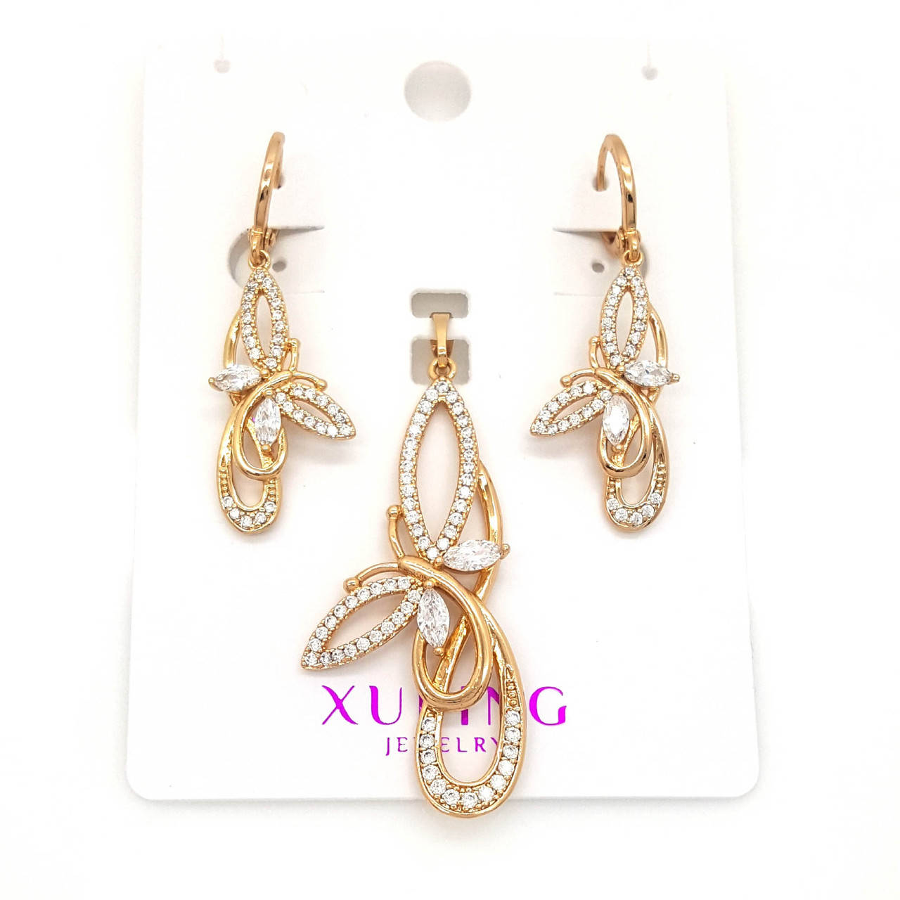 

Набор "Ажурная Бабочка", россыпь камней, позолота Xuping, 18К