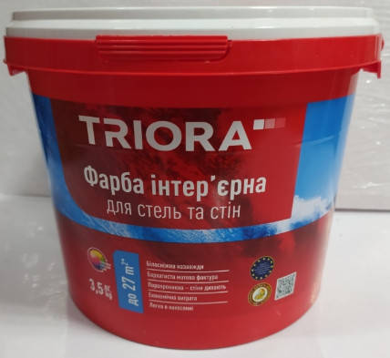 

Интерьерная краска акриловая Triora для стен и потолка белая 3,5 кг, Белый