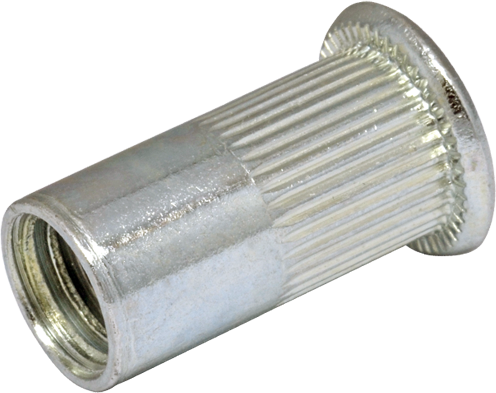 

Гайка клепальная открытая рифлённая c плоской головкой М4 2.0-3.5(D6)