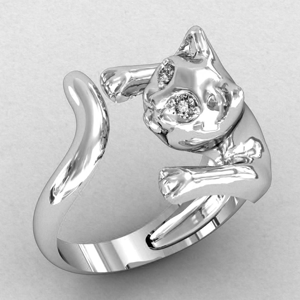 

Серебряное Кольцо женское Кошка Большая