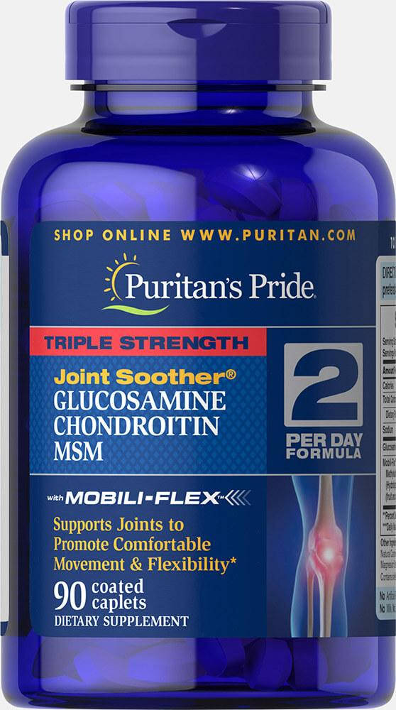 

Puritans Pride Triple Strength Glucosamine, Chondroitin & MSM Joint Soother 90 caplets