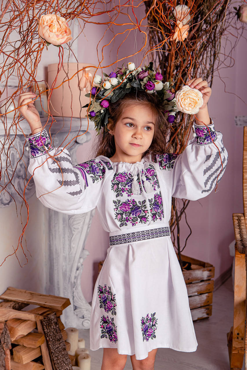 

Плаття для дівчинки Розкіш біло-фіолетове 134