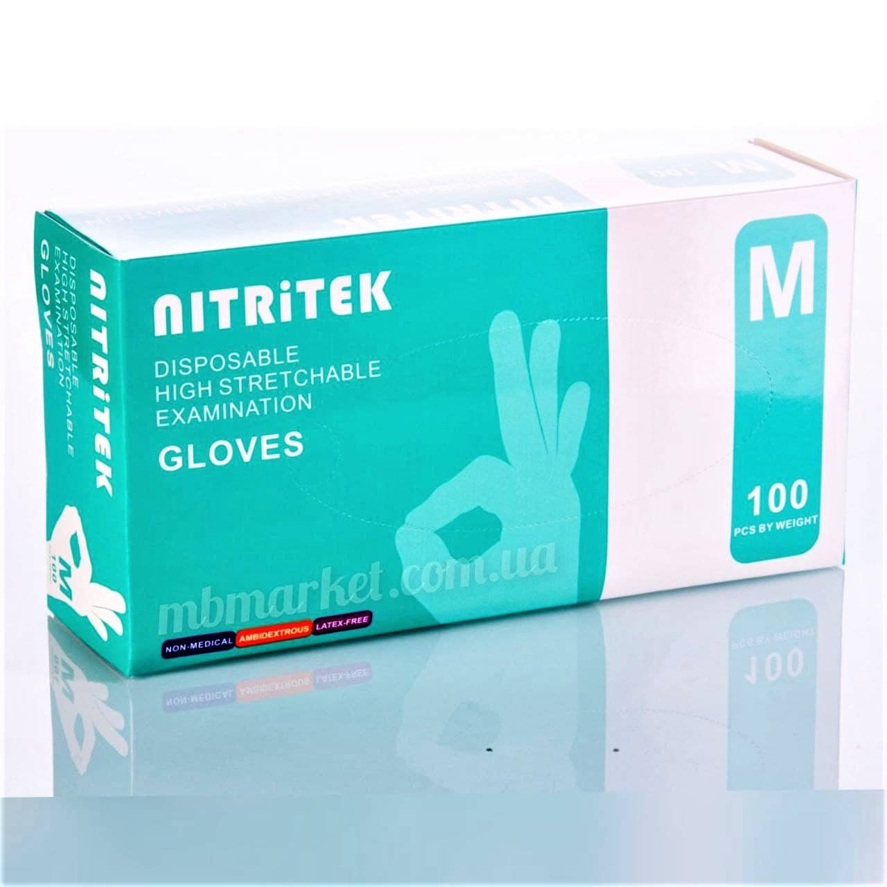 

Перчатки Nitritek нитрил неопудренные уп. 100 шт, М, Черный