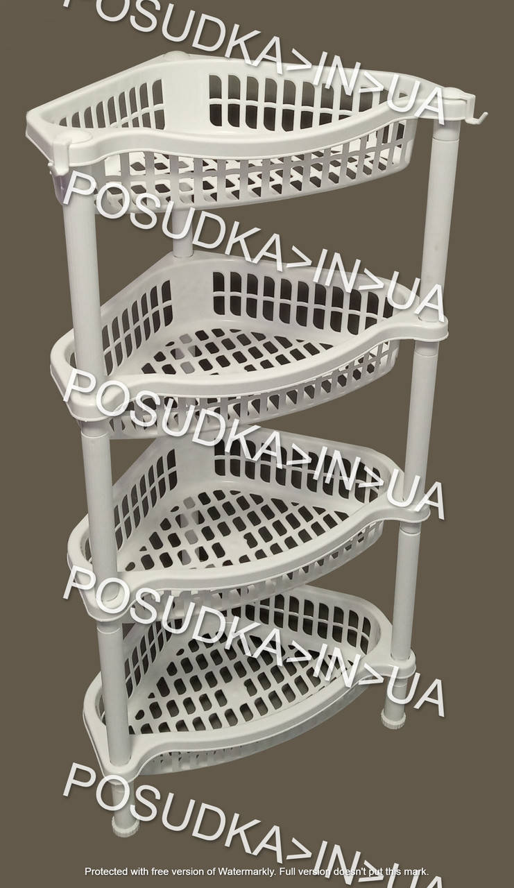 

Напольная угловая этажерка для ванной комнаты EFE Plastics 4 яруса белая