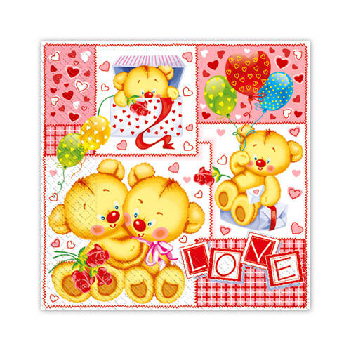 

Салфетки бумажные с рисунком "Детские мишки" - 33х33см, 20шт.