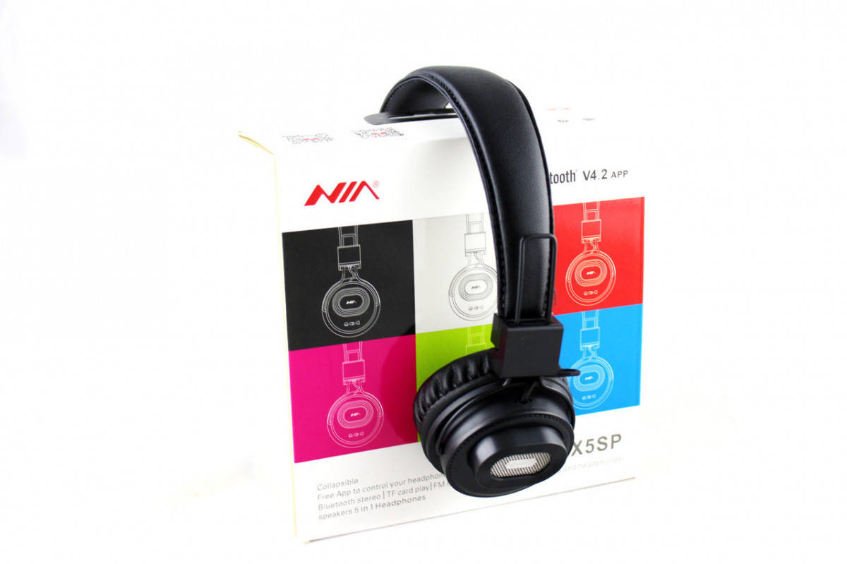 

Наушники беспроводные с микрофоном NIA X5SP BT 2в1 наушники + колонка, Черный