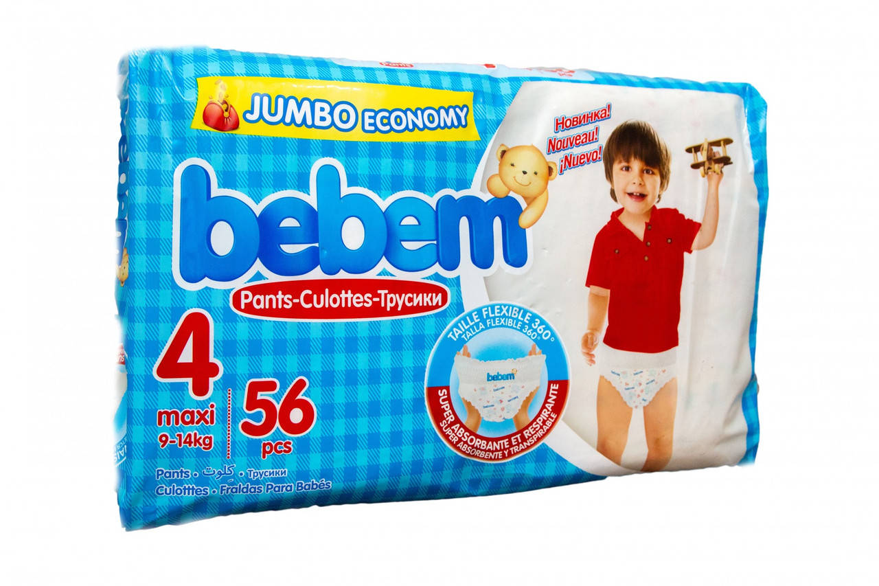 

Підгузки-трусики Bebem Розмір 4, 9-14 кг, 56 шт