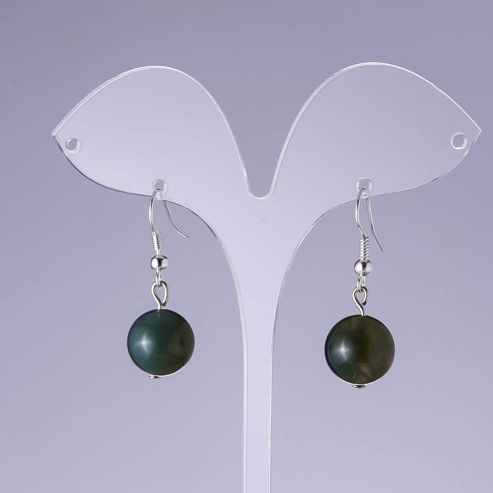 

Серьги Моховый Агат шарик d-12мм L-3см