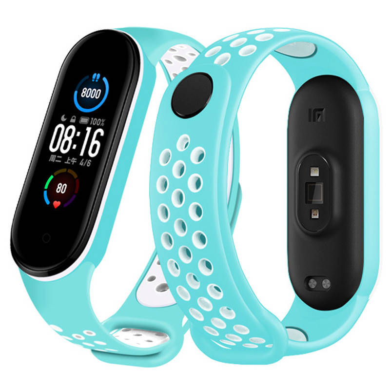 

Ремешок для фитнес-браслета Xiaomi Mi Band 5 и 6 Nike Design Mint with white
