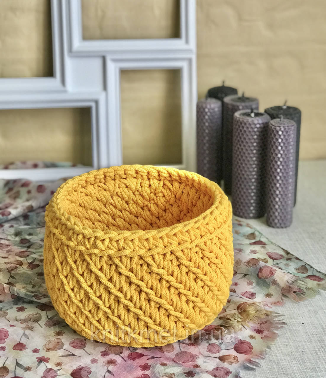 

Декоративная корзина Кантри для хранения мелочей, стильное кашпо для цветов, ручная работа, цвет Ярко-Желтый