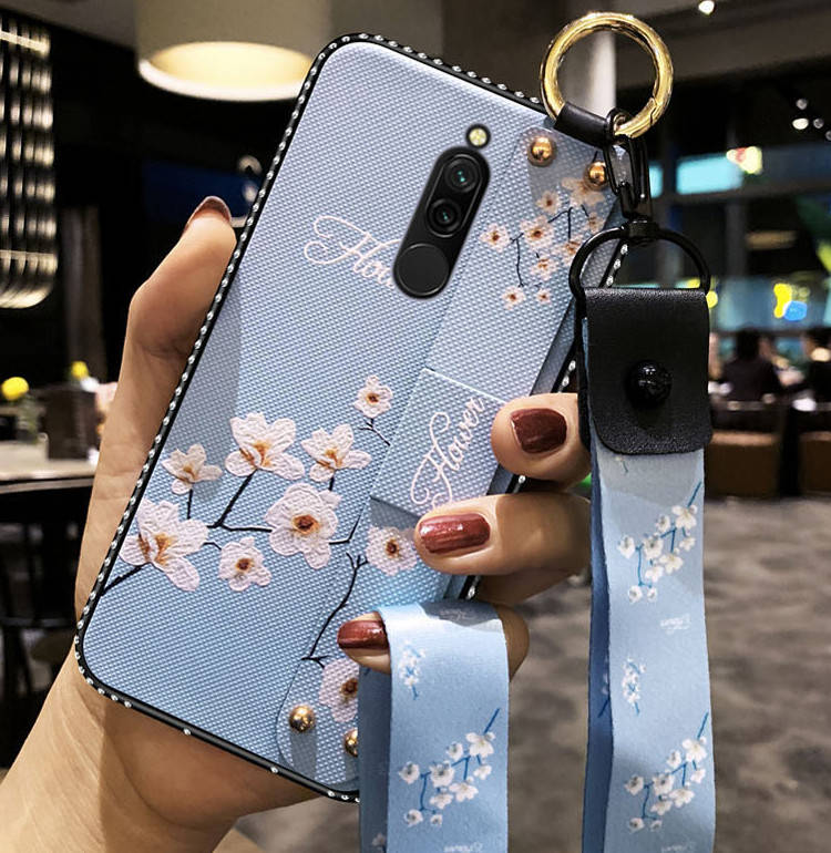 

Чехол Lanyard для Xiaomi Redmi 8 бампер с ремешком Blue