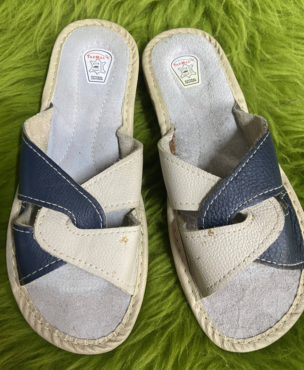 

Домашні шкіряні капці жіночі, 37 товар з вітрини, Бежевый