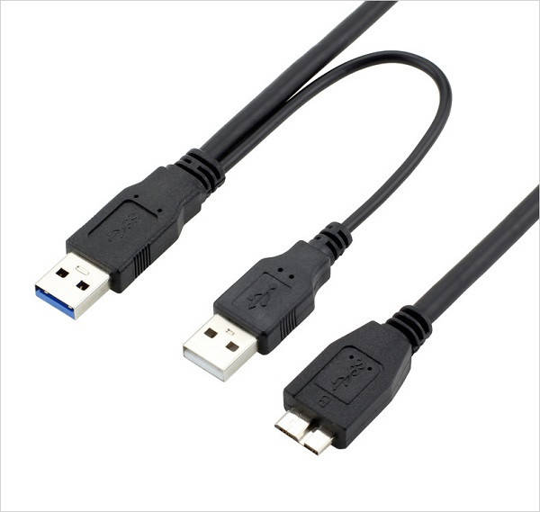 

Кабель с дополнительным питанием 2USB micro USB для внешных жестких дисков HDD, Черный