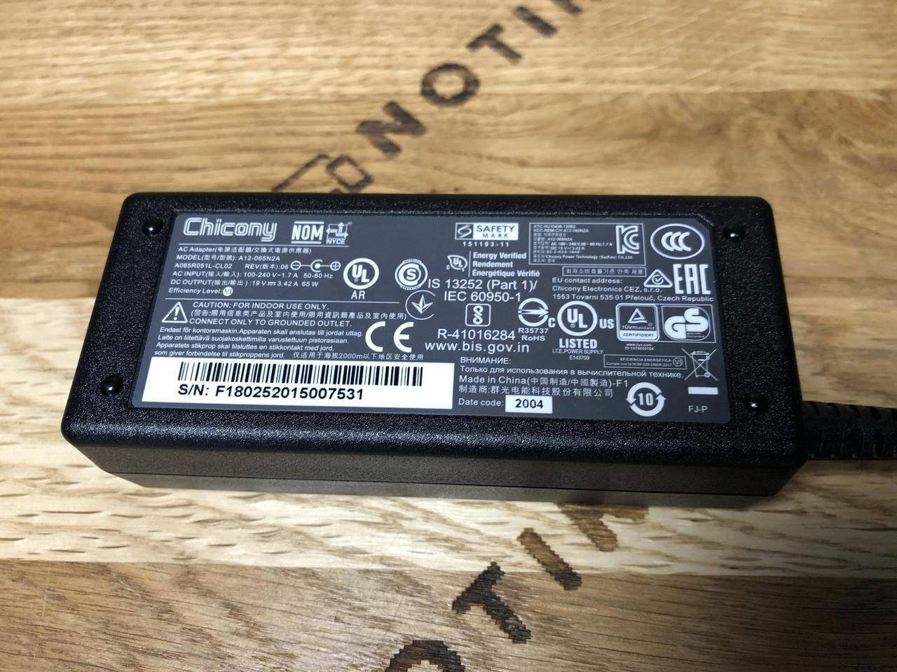 

Блок живлення для ноутбука Chicony 19v 3.42a 65w 5.5x2.5 (A12-065N2A)