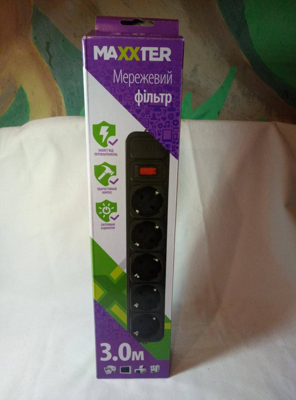 

Мережеві фільтри,переходники Maxxter 3м 5 розеток