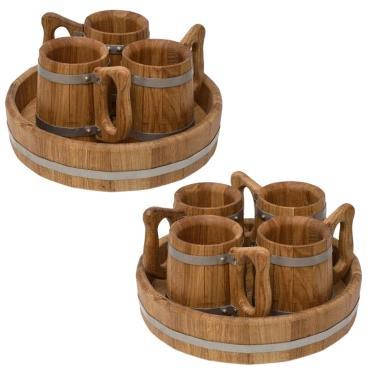 

Деревянные кружки, объем 0,5 литра набор из 4 бокалов