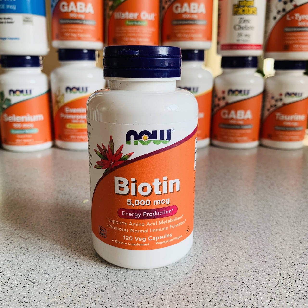 

Now Foods, биотин, 5000 мкг, 120 вегетарианских капсул