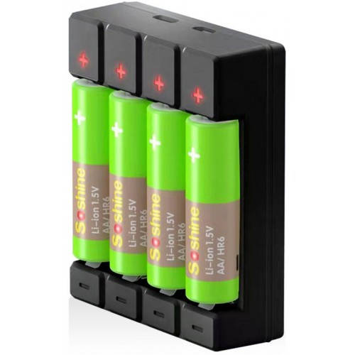 

Зарядное устройство Soshine Chocolate US 1.5V + 4 шт. Li-Ion аккумулятора АА на 1,5В 2200