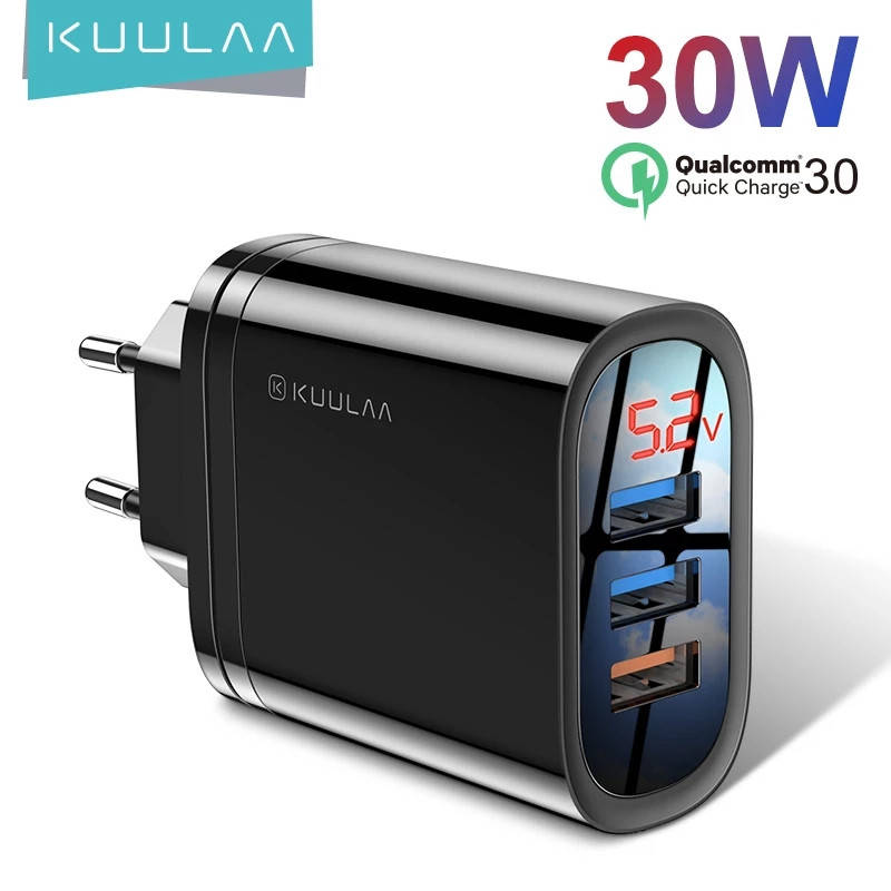 

Зарядное устройство KUULAA KL-CD01 LED 30 вт 3 USB порта Быстрая зарядка Quick Charge QC3.0 Black, Черный