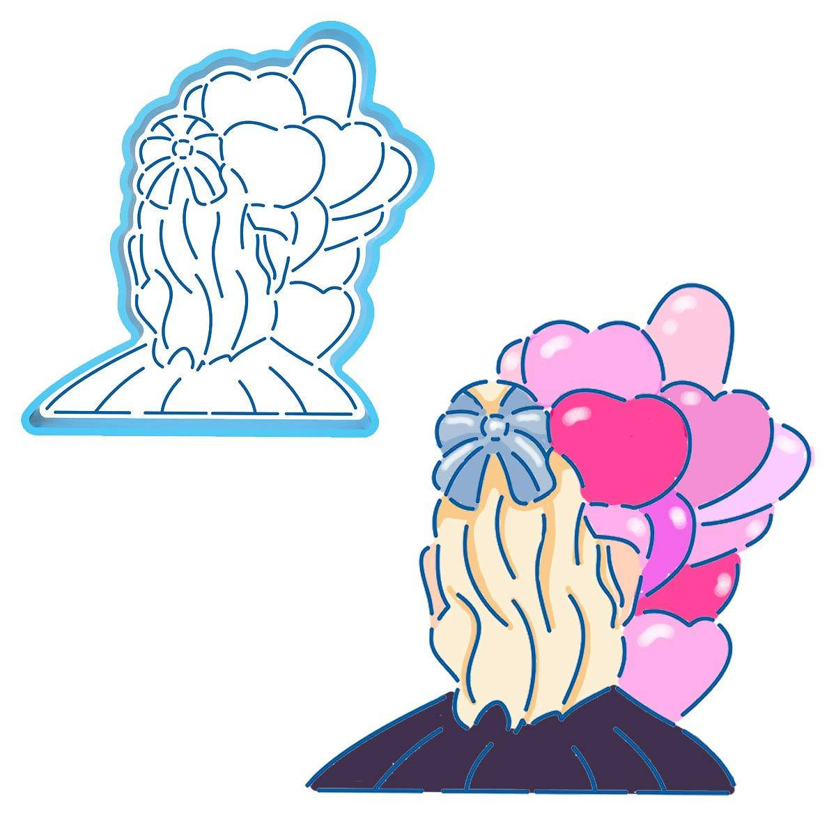 

Девушка с шариками вырубка с трафаретом 12*12 см (TR-2)