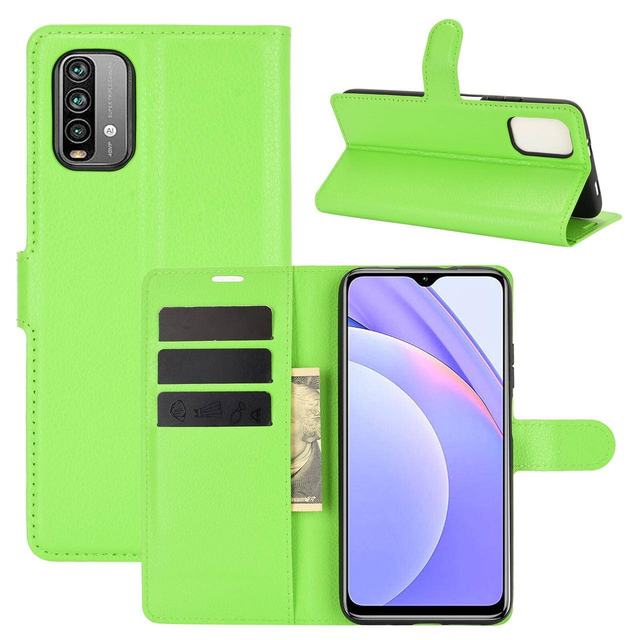 

Кожаный чехол книжка Lichee для Xiaomi Redmi 9T (9 цветов) зеленый