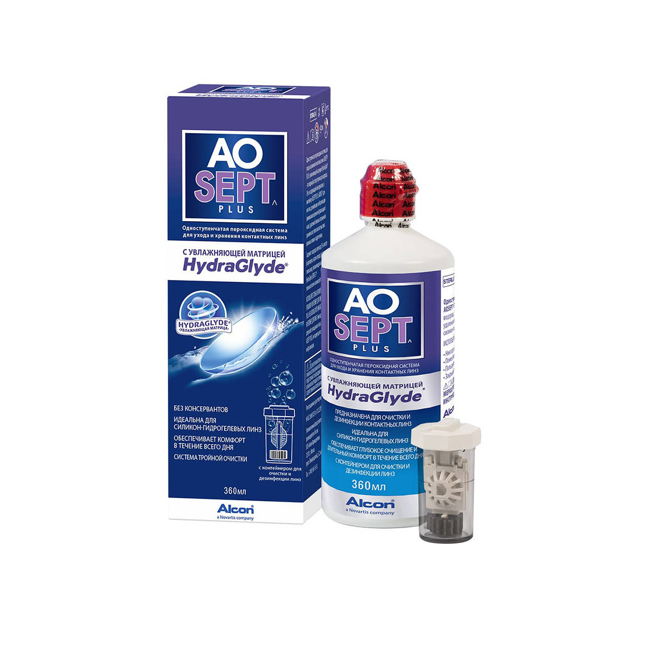 

Раствор для контактных линз AO SEPT PLUS HydraGlyde 360 мл.