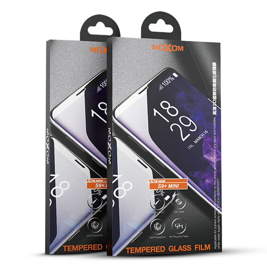 

Защитное стекло MOXOM Samsung S9 Чёрный, Черный