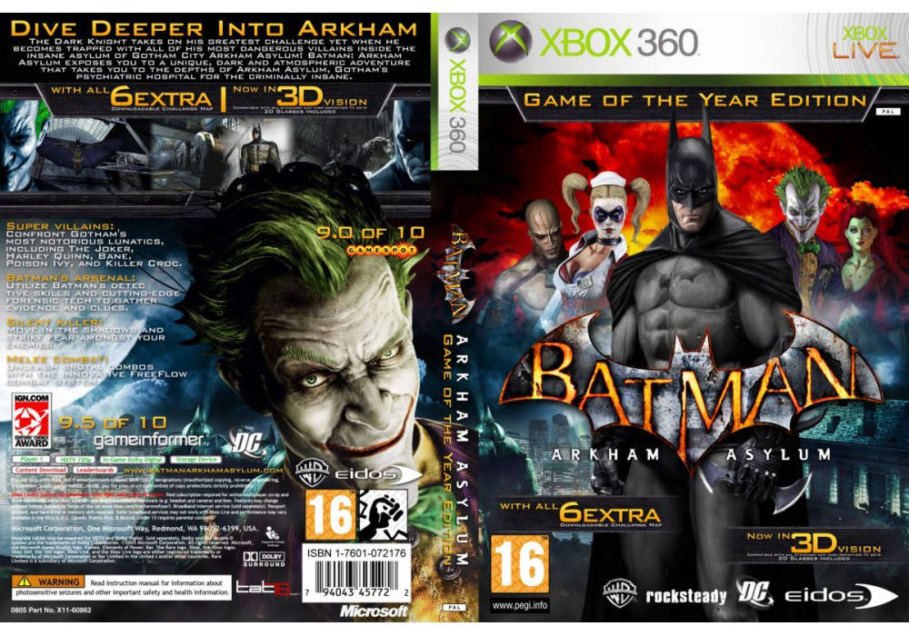 

Игра для игровой консоли Xbox 360, Batman Arkham Asylum: GoTY Edition