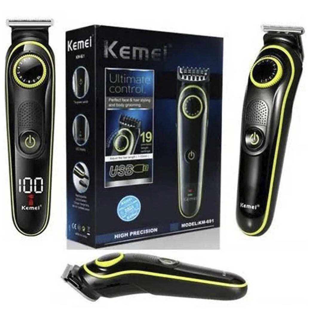 

Аккумуляторная машинка для стрижки волос и бороды Kemei KM-691 беспроводная триммер